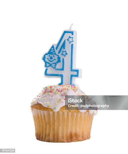 Cake Four Stock Photo - Download Image Now - Birthday, Birthday Cake, Birthday Candle
