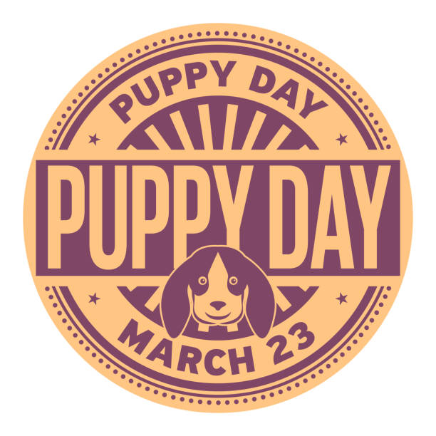 stamp sablonas22 Puppy Day, March 23, rubber stamp, vector Illustration puppy stock illustrations