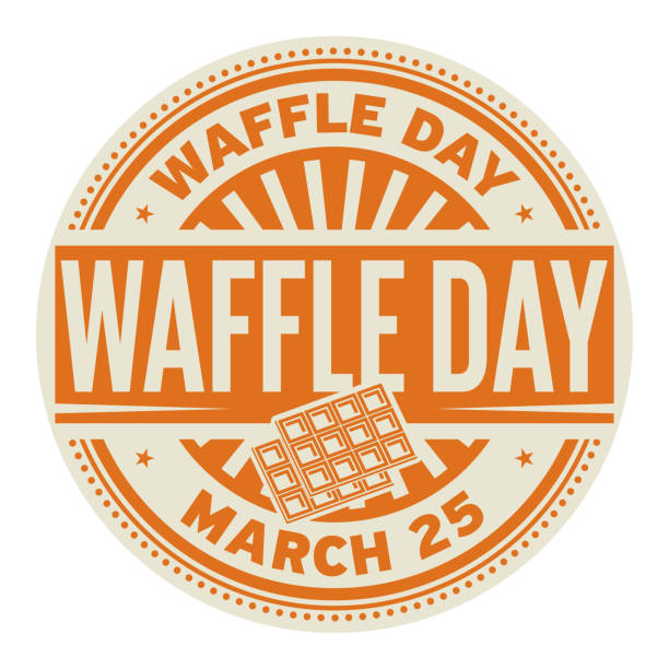 znaczek na gofrowkę - waffle breakfast syrup plate stock illustrations