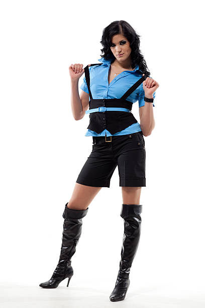 istock Brunette woman in blue. 91764613