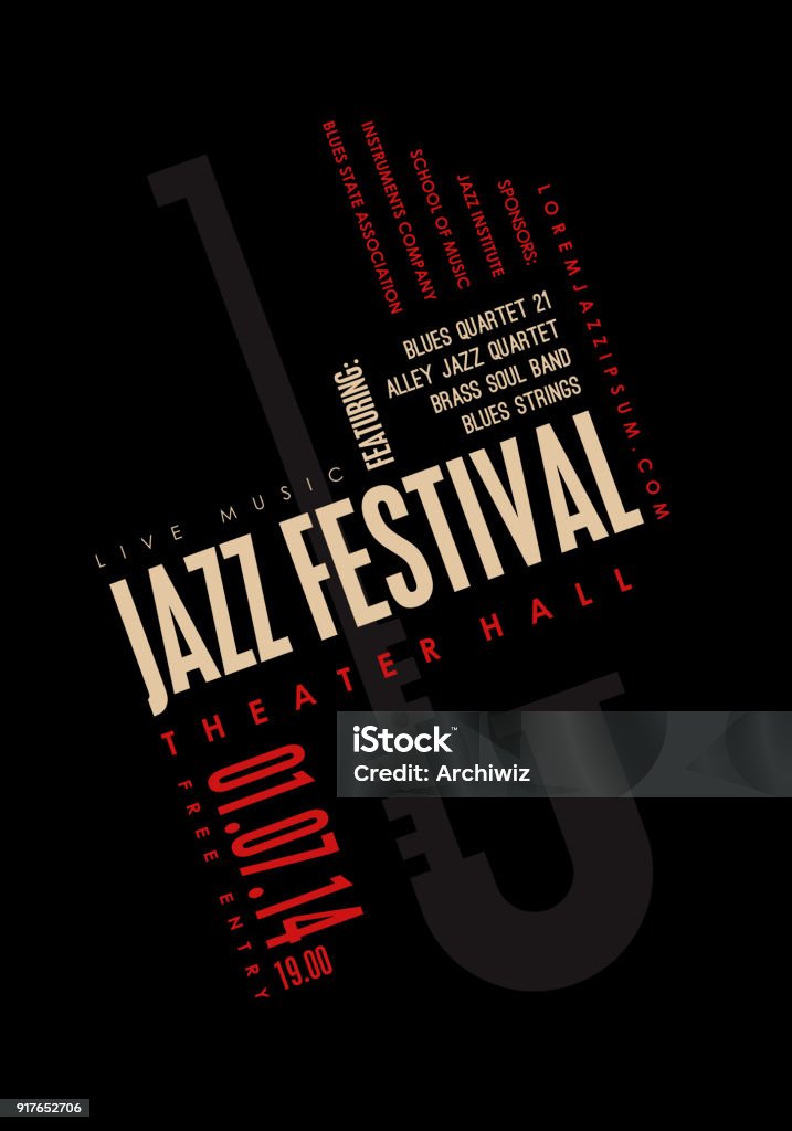 Jazz music, poster background template. 20 deg. rotation. Poster stock vector