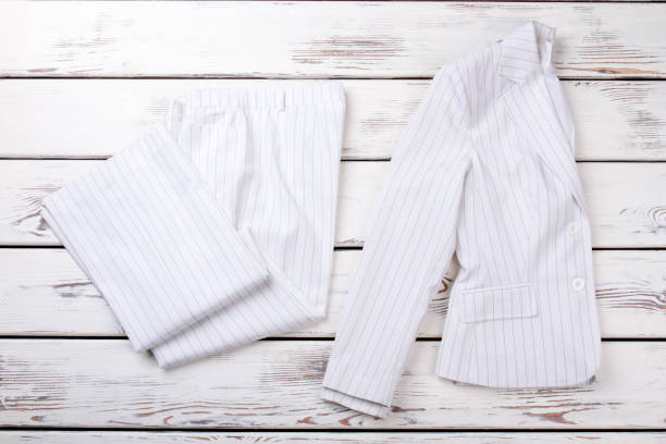 istock Ladies white formal suit, top view. 917656460