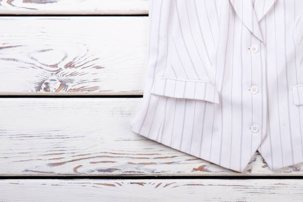 istock Female white striped waistcoat. 917656888