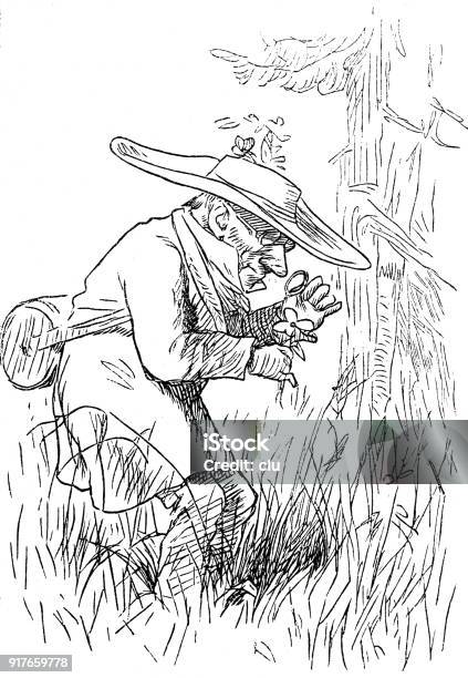 Butterfly Catcher In The Meadow Stock Illustration - Download