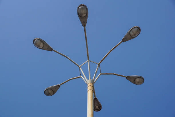 istock Circular street light. View of a lightpost from below 917659986