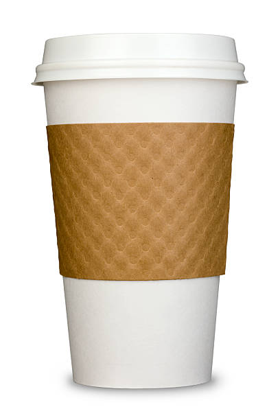 genérico de papel isolado copo de café com tampa e cartão de manga - cafe macchiato latté heat coffee imagens e fotografias de stock