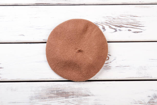 istock Beige color beret for women. 917661148