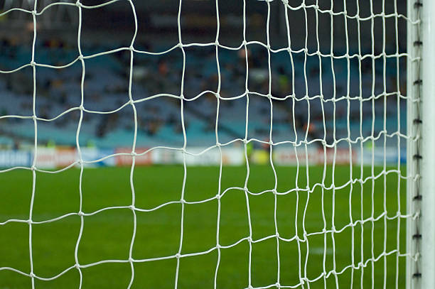 istock Football pitch from behind the goal 91766368