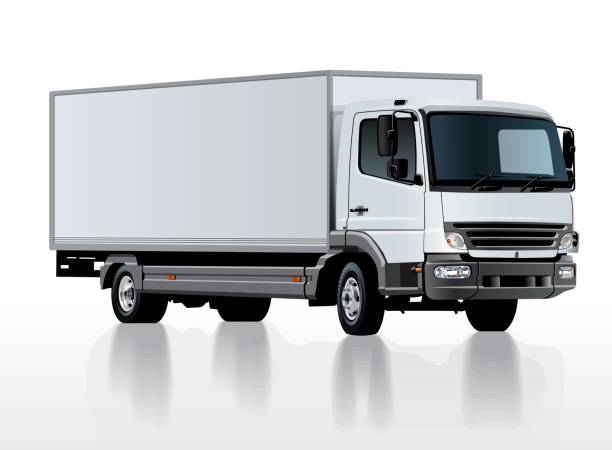 illustrations, cliparts, dessins animés et icônes de modèle de camion de vecteur isolé sur blanc - truck trucking business wheel
