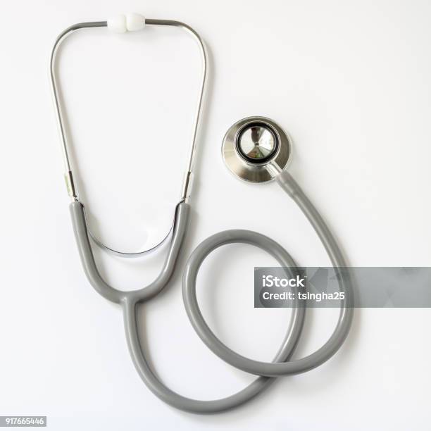 Gray Stethoscope Isolated On White Background Medical Instruments Used To Hear Sounds Within The Patients Body Stock Photo - Download Image Now