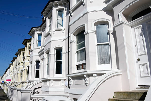 street of georgian terraced houses brighton sussex uk  Hove stock pictures, royalty-free photos & images