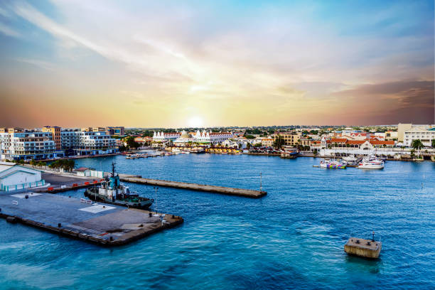 Late Afternoon in Aruba Port stock photo