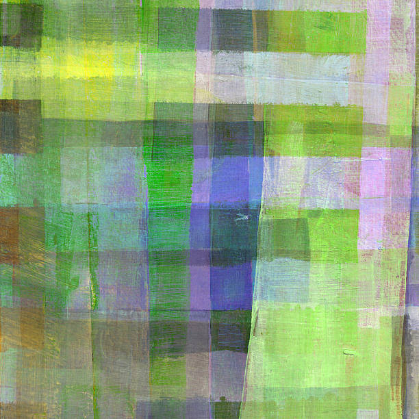 pintura de arte abstracto con amplia amarillo y verde - oil painting striped fine art painting abstract fotografías e imágenes de stock