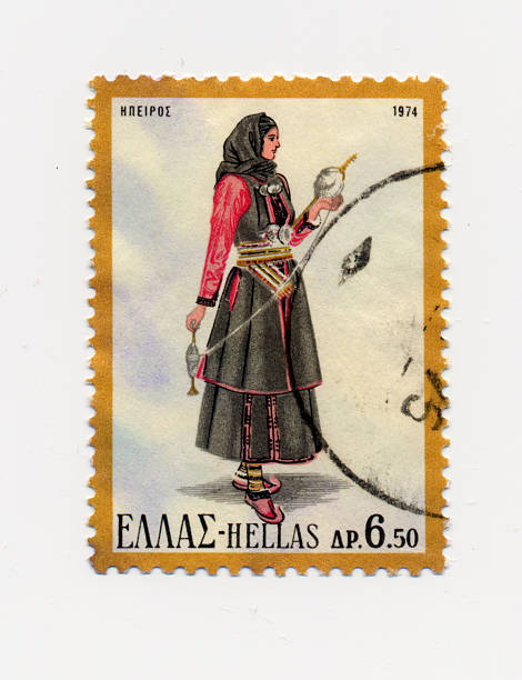 istock Greek Female Costume Stamp - Epiros 91767676