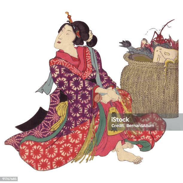Japanese Rybaczka - Stockowe grafiki wektorowe i więcej obrazów Dorosły - Dorosły, Drewno - Tworzywo, Druk