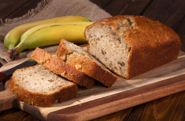 바나나 너트 식빵 - banana bread 뉴스 사진 이미지