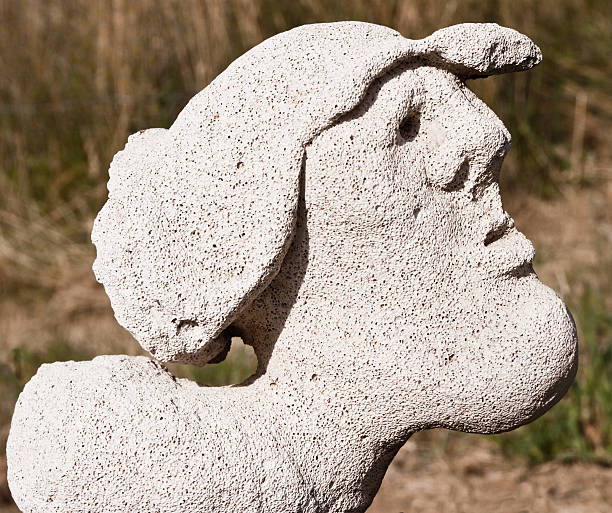 Sculpture of deform man's head contemporary art work