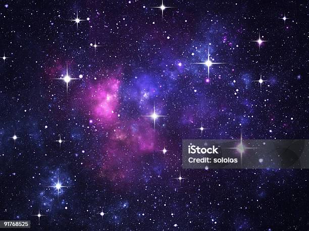 Starfield With Flares Stock Photo - Download Image Now - Galaxy, Star - Space, Purple