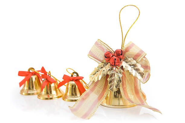 istock Gold christmas bells on a white background 91768550