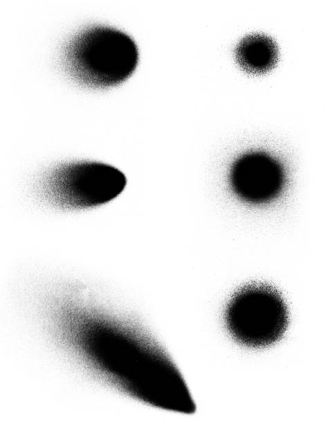 Graffiti Fat Cap Spray Dots Various spray patterns from different aerosol spray tips on white background. aerosol can stock pictures, royalty-free photos & images