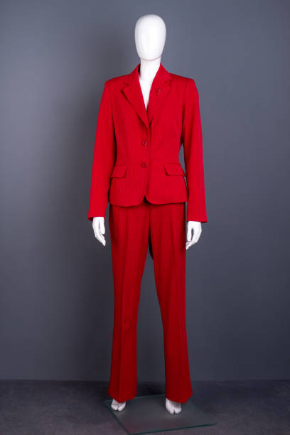 Mannequin in female red elegant suit.