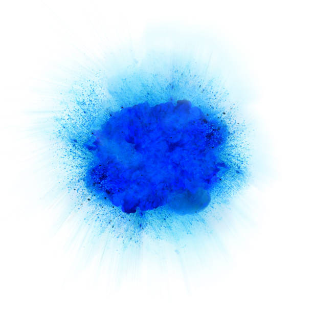 istock Realistic fire explosion, orange color with blue cast and sparks 917695898