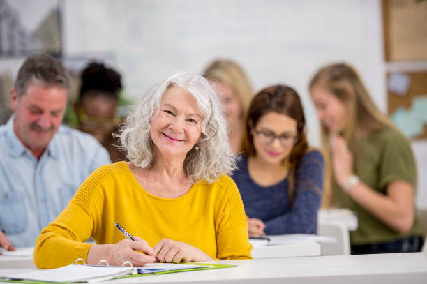 istock Happy Senior Woman In Class 917699822