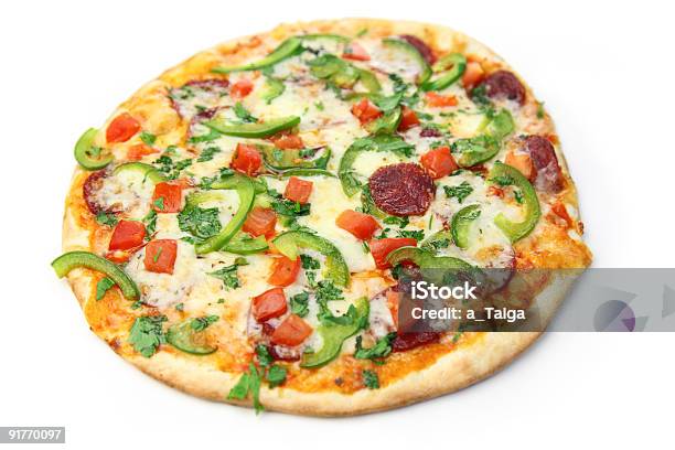 Pizzaweißer Hintergrund Stockfoto und mehr Bilder von Erfrischung - Erfrischung, Farbbild, Fett - Nährstoff