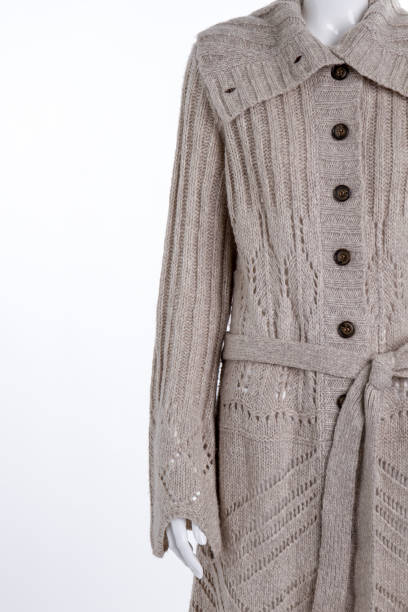 istock Grey knitted female cardigan, copy space. 917704850