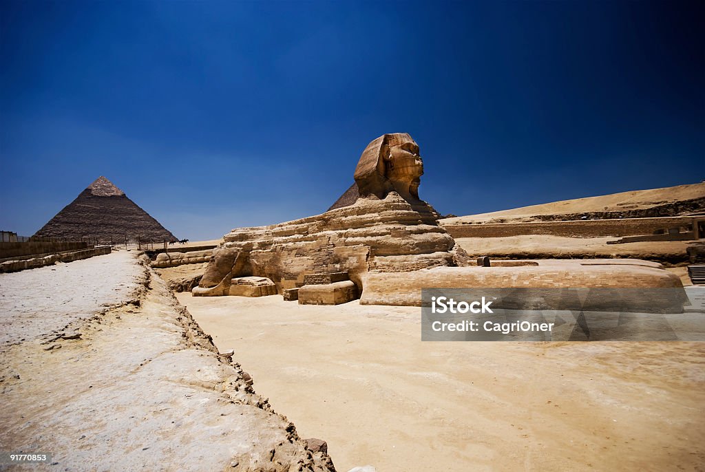 Pyramiden von Gizeh und die Sphynx - Lizenzfrei Antike Kultur Stock-Foto