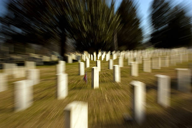 Tombstones in a Radial Blur stock photo