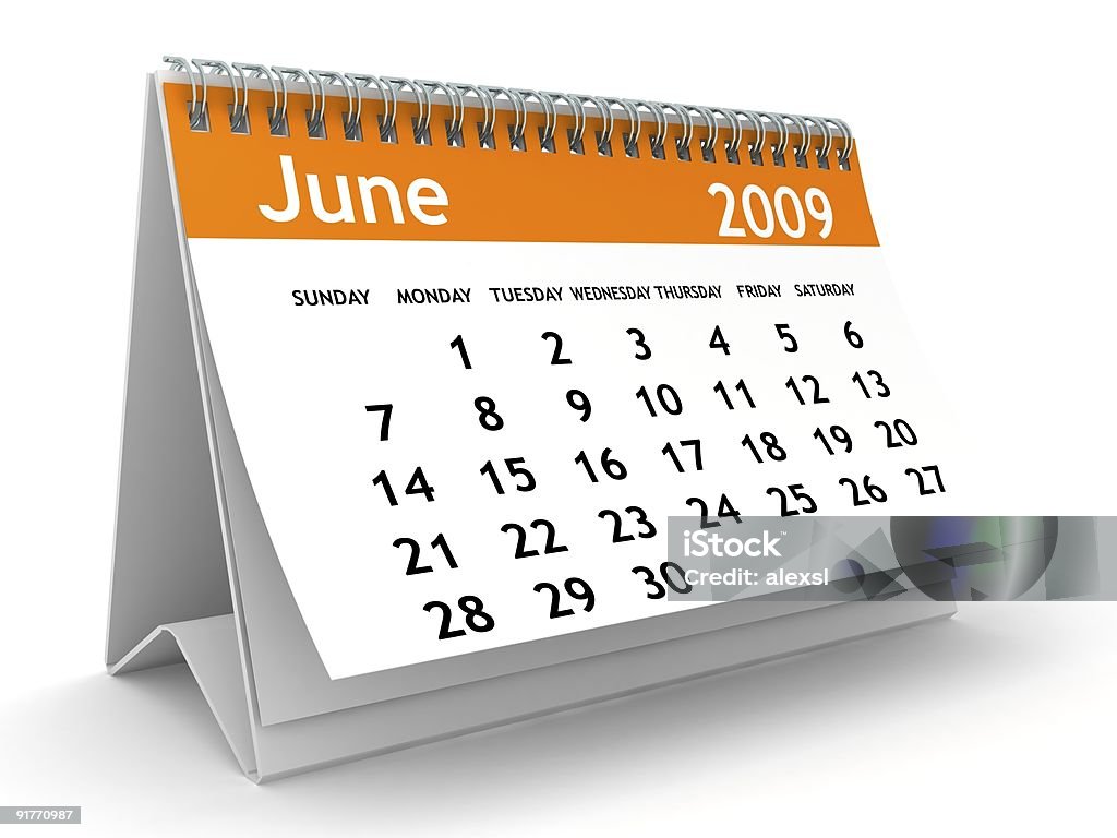 Giugno 2009-Serie Arancio calendario - Foto stock royalty-free di 2009
