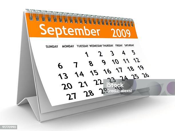 Września 2009 Rpomarańczowy Serii Kalendarzowym - zdjęcia stockowe i więcej obrazów 2009 - 2009, Bez ludzi, Czas