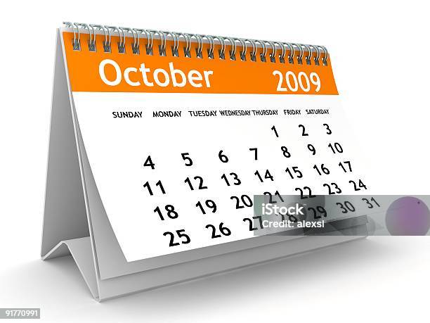 De Octubre De 2009naranja Serie Calendario Foto de stock y más banco de imágenes de 2009 - 2009, Calendario, Color - Tipo de imagen
