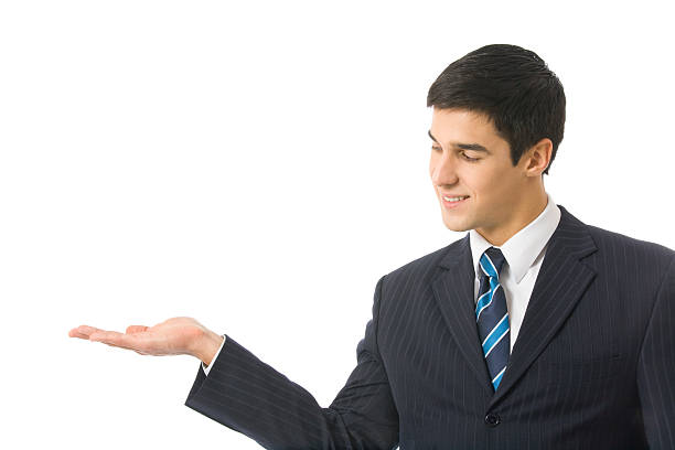 istock Happy businesswoman gesturing, isolated on white 91772000