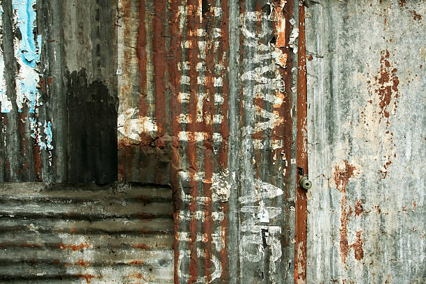 działalność zardzewiały metal tło ściany - corrugated iron metal iron rusty zdjęcia i obrazy z banku zdjęć