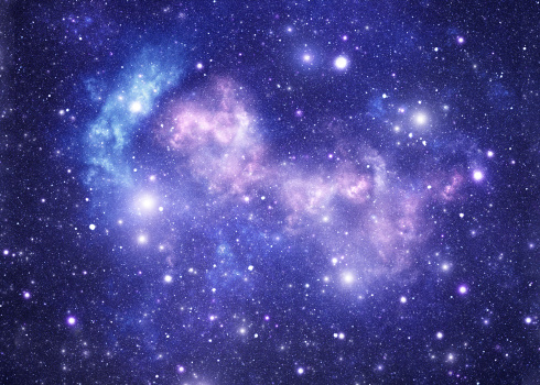 Bright blue space stars and nebula 