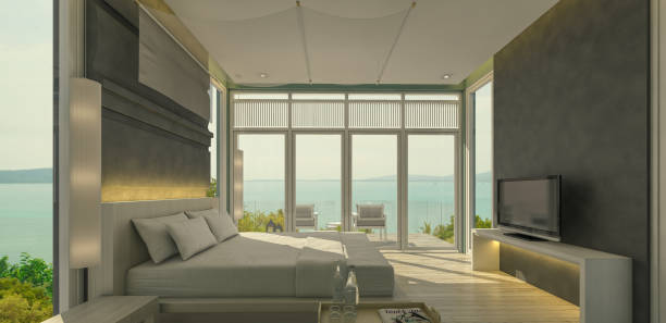 istock Relaxation in bedroom with sea view, 917726426