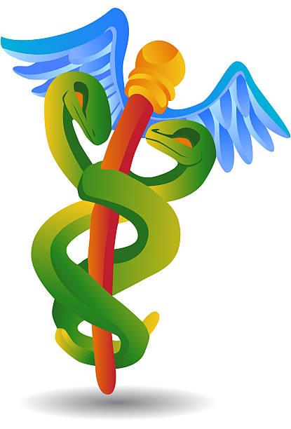 Stylized Caduceus  cartoon of caduceus medical symbol stock illustrations