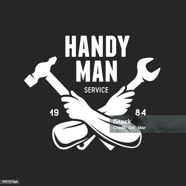 Handyman Service Label Carpentry Related Vector Vintage Illustration Stock Illustration - Download Image Now