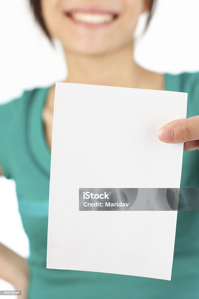 Mulher segurando em branco sinal - Foto de stock de Adulto royalty-free