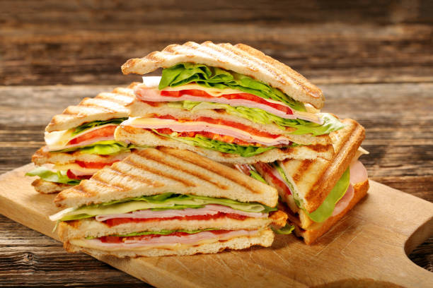 istock Fresh sandwiches with ham and cheese 917729868