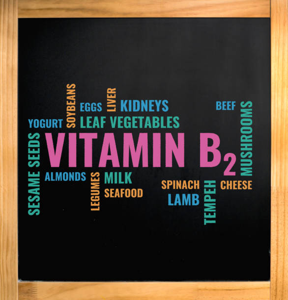 istock vitamin b2 foods cloud, chalk drawing over black board 917733144