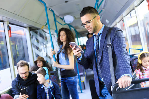 istock Young businessman traveling to work and using smart phone 917734900