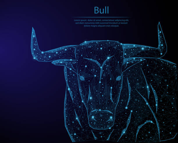 istock Abstract image bull in the form of constellations and starry sky, consisting of points and lines. 917738576