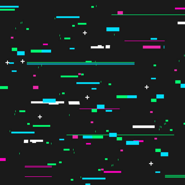 illustrazioni stock, clip art, cartoni animati e icone di tendenza di scheda di sfondo in stile linea geometrica glitch alla moda. vector - problemi