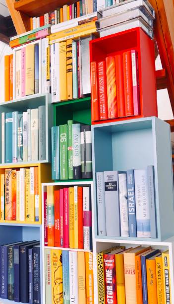 istock Colorful book shelves packed with books 917738916