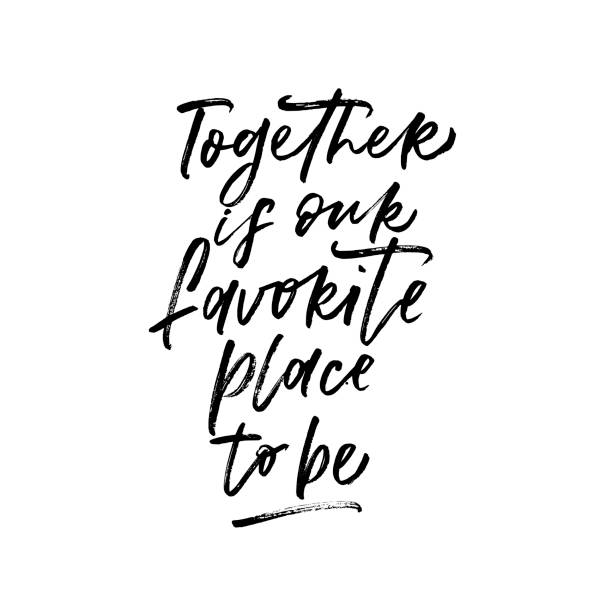 istock Together is our favorite place to be. Valentine's Day calligraphy phrases. Hand drawn romantic postcard. Modern romantic lettering. Isolated on white background. 917738986