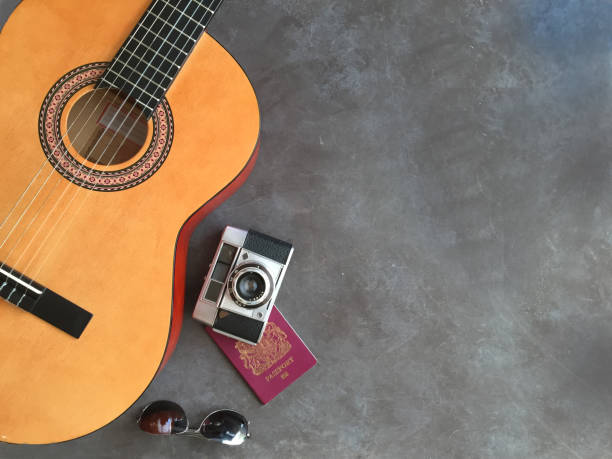istock Spanish Guitar and Travel Items 917742586