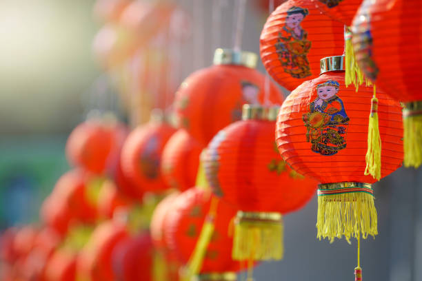 istock Chinese new year lanterns in china town. 917745088